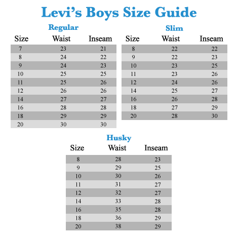 Levis 505 Size Chart