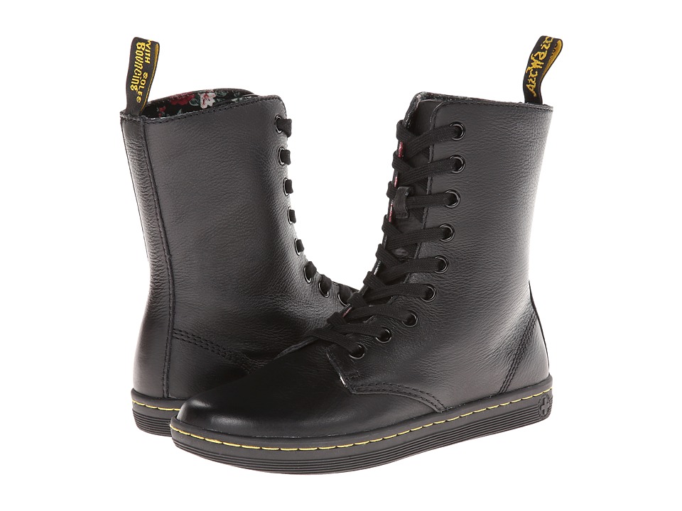 Dr. Martens Stratford 9 Eye Fold Down Boot Game On) Womens Lace up Boots (Black)