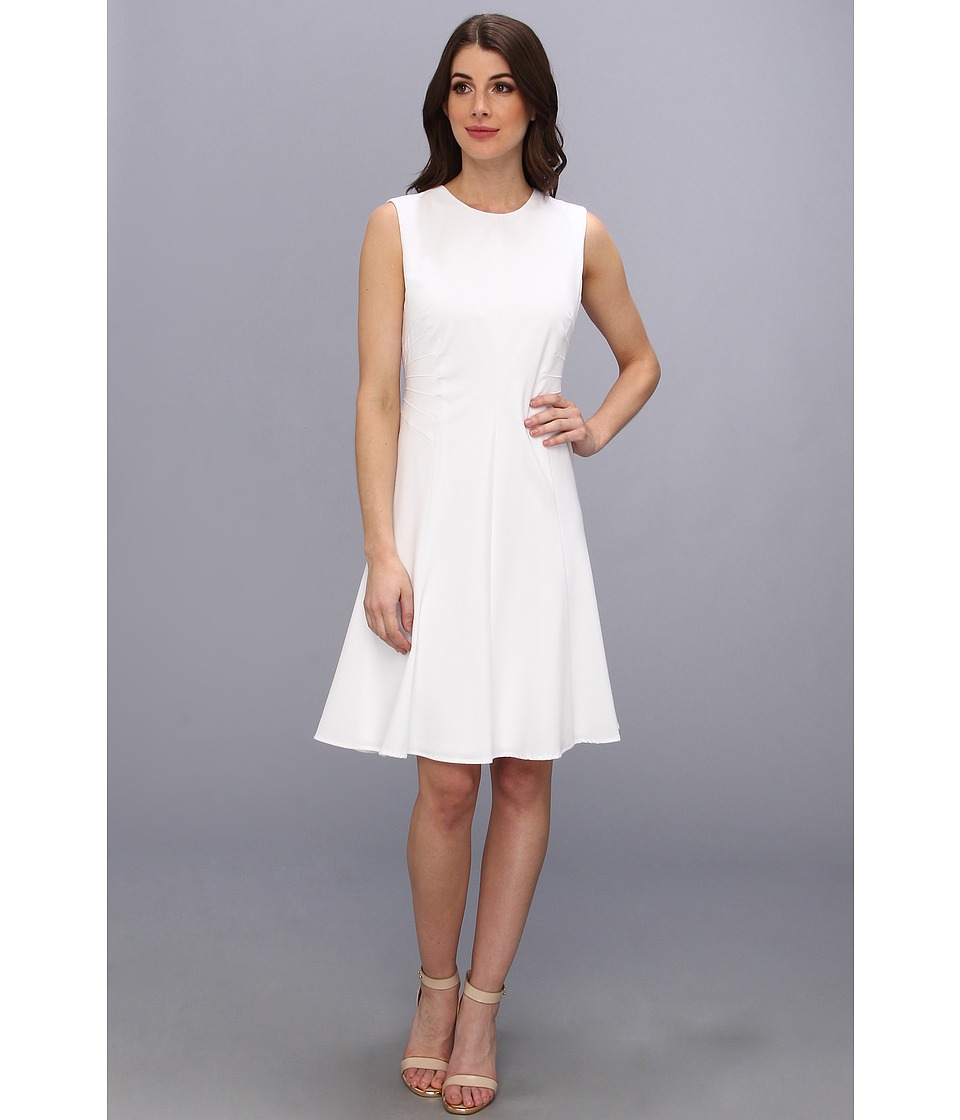 Calvin Klein Solid Fit and Flare Dress Womens Dress (White)